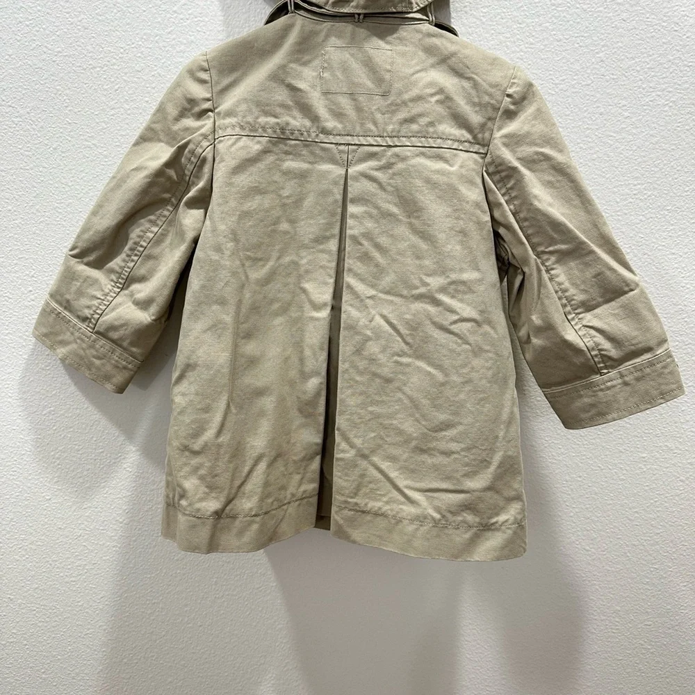 Jacadi Paris tan girls trench coat fleece liner Kids Double-Breasted Jacket